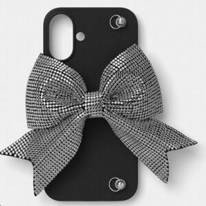 NWT Hey Day Rhinestone Bow Phone Case - Black Silver